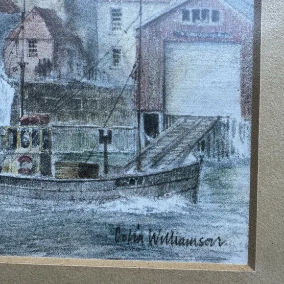 Vintage Whitby Harbour Watercolor Print  9.5x11.5 Inch Colin Williamson Framed - Picture 4 of 11